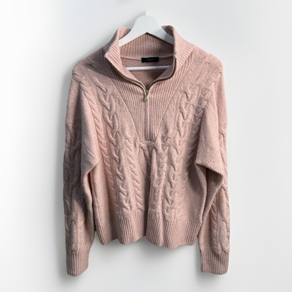 J.CREW Sweaters - J. Crew Cable Knit Half Zip Super Soft Yarn Sweater Womens Dusty Rose